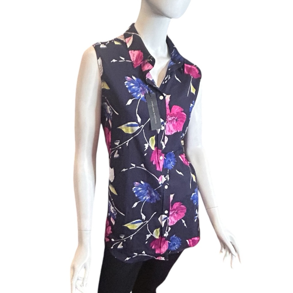 NWT Banana Republic Size XL Floral Dillon Top Pink Navy